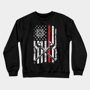 Firefighter T-Shirt Thin Red Line Firefighter American USA Flag Fireman Gift Crewneck Sweatshirt